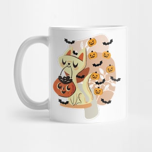 Trick or Treat Halloween Cat & Bats I Holidays Mug